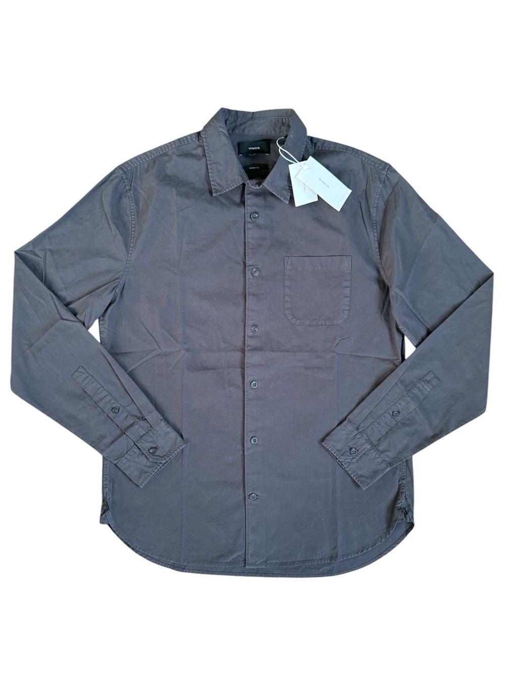 VINCE Garment Dye Men’s Classic Fit Button Front Shirt Grey Size S NWT $245.00